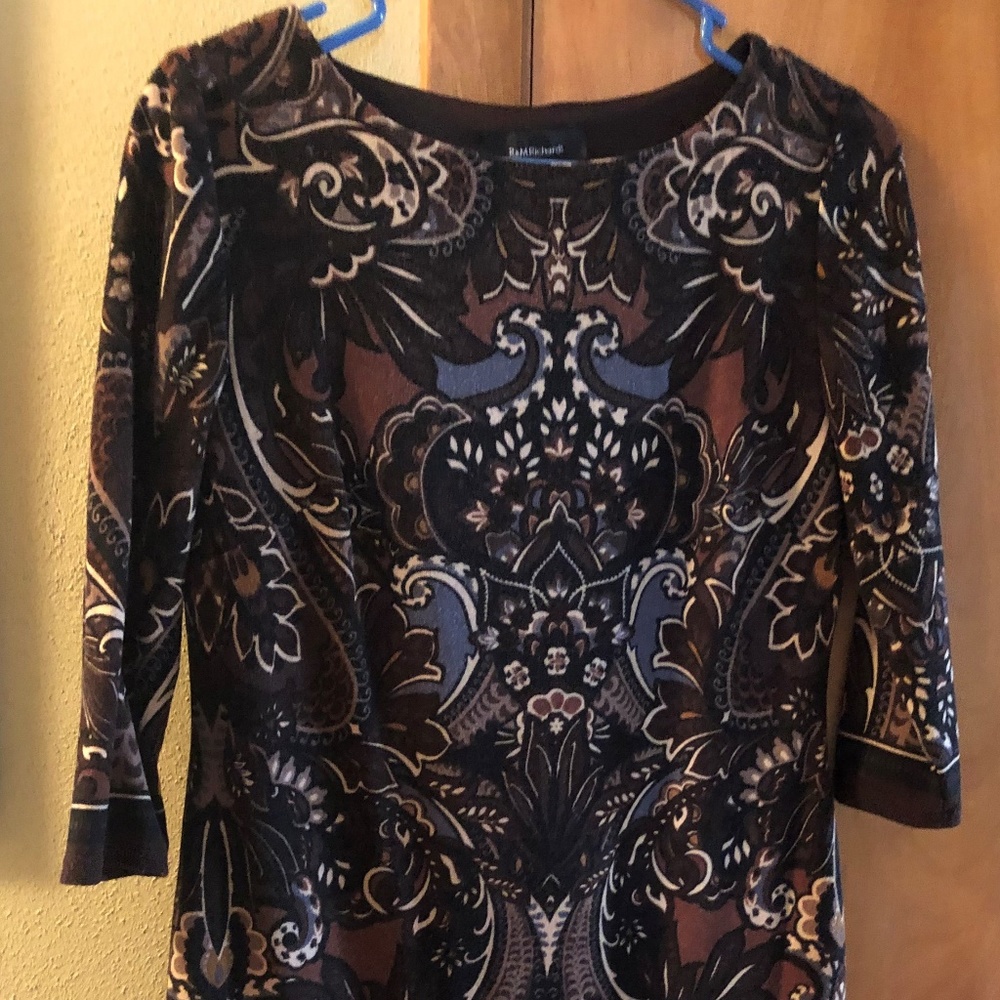 3 for $10 R & M Richards Black Brown Paisley Dress